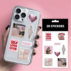 Временное 3D-стикеры "Pink lover " Набір 8 стікерів