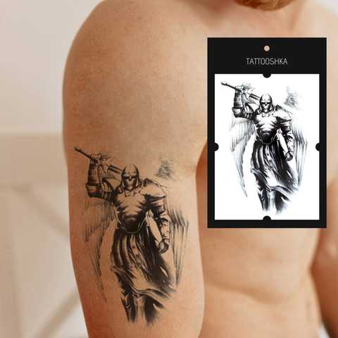 Татуировка воин в стиле реализм на предплечье