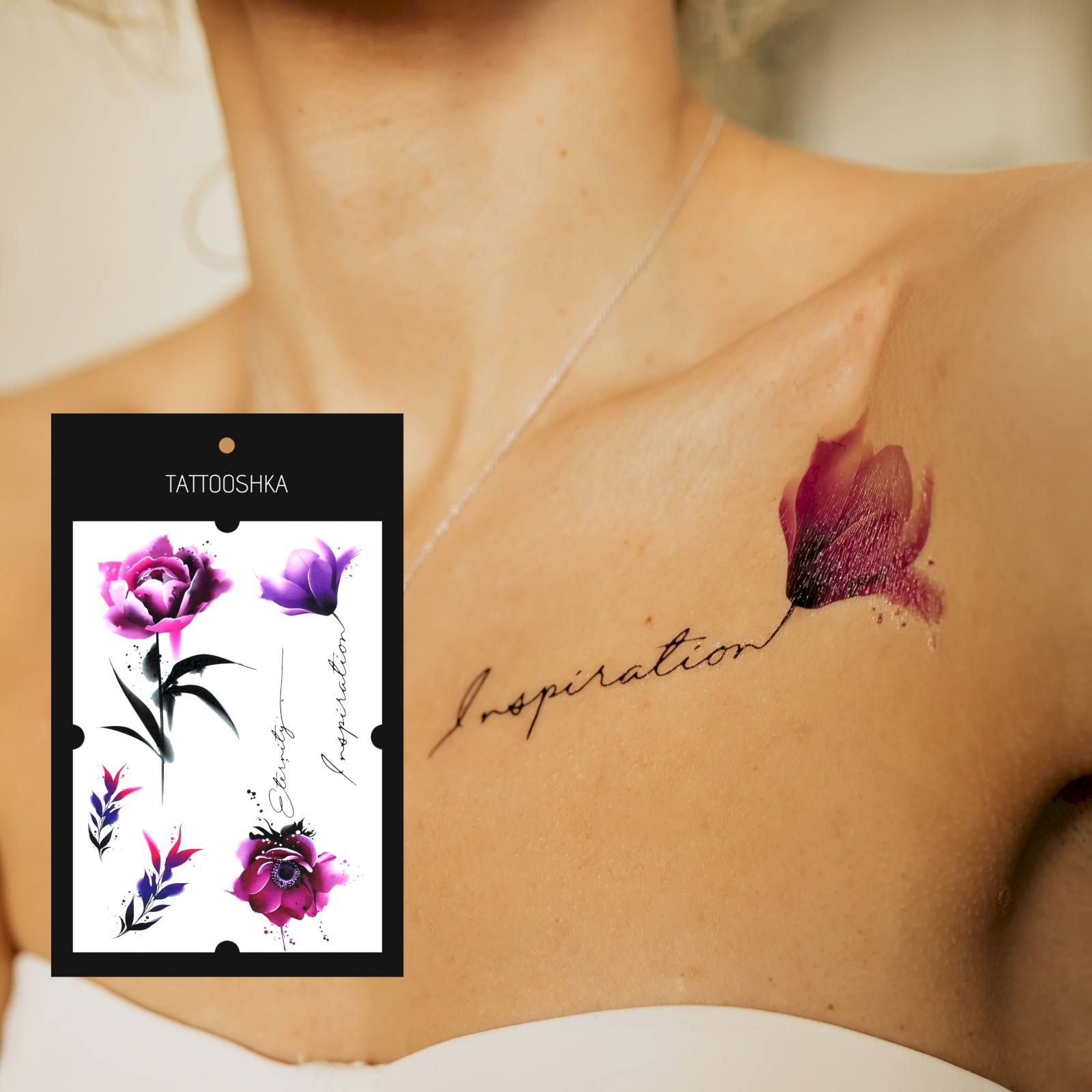 Adult Realistic Rose Tattoo Sticker Geometry Temporary Tattoos Waterproof for Women Girls