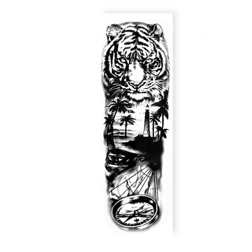 Временное Тату-рукав "Величественный тигр"
