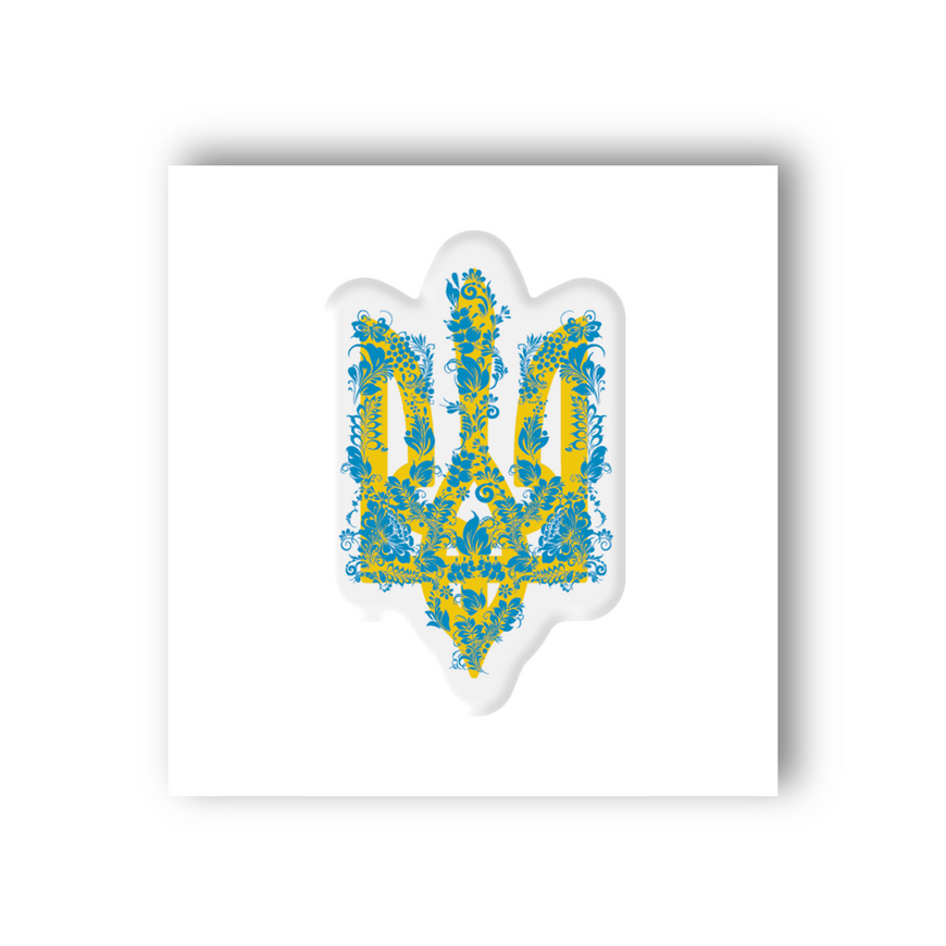 Временное 3D-стикер "Голубой цветущий герб"