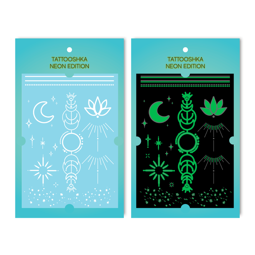 Тимчасове Набір білих неонових тату "Moon Magic Set"