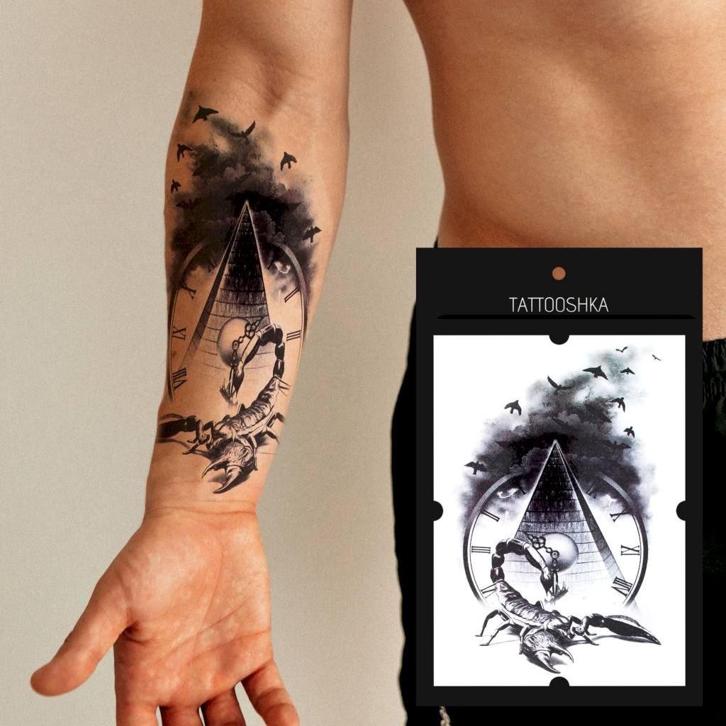 Временная переводная татуировка «Скорпион» - или неоновая светящаяся тату