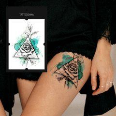 Тимчасове Тату "Троянда в трикутнику кольорова"