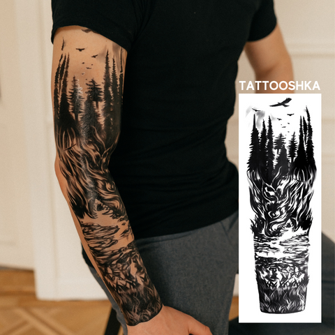 Лучшие работы татуировщиков в стиле леса на руке
